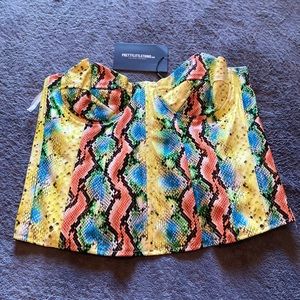 Multi-colored neon snakeskin corset